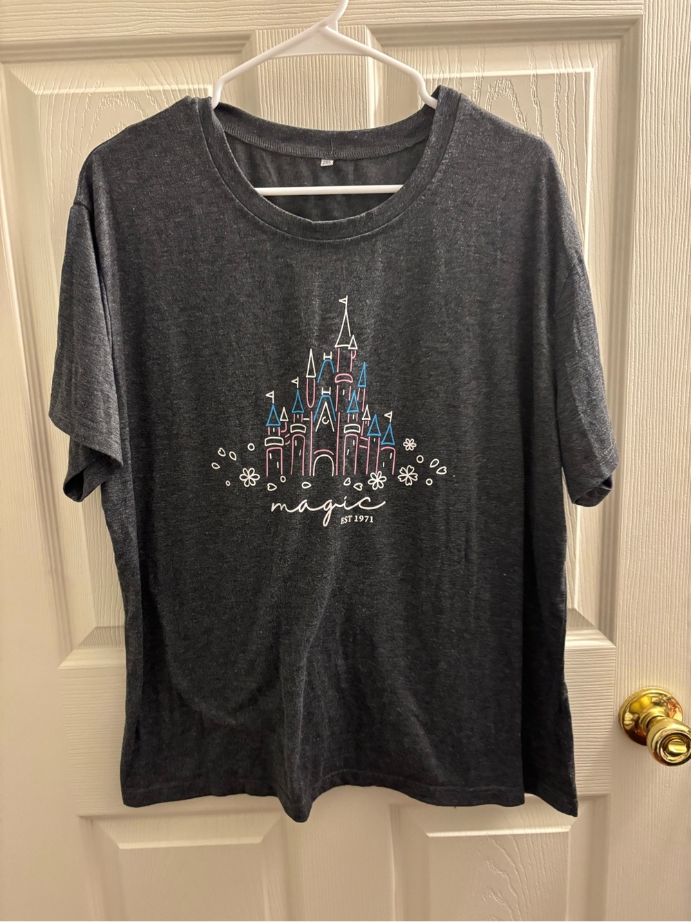 Women’s Disney Dark Gray 'Magic' Castle Graphic Tee 2X
